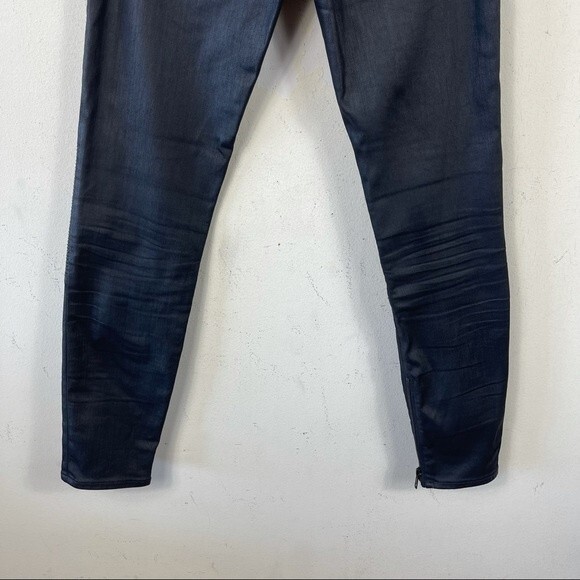 Madewell Black Skinny Skinny Moto Jeans 26 Ankle Zip Coated Leather Look Y2K - Picture 7 of 16